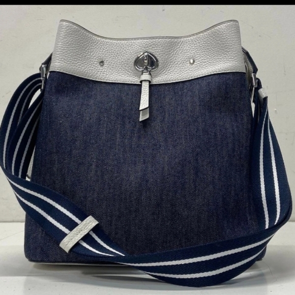 Kate Spade-Marti Large Bucket Shoulder Bag (Denim White Dove 🕊️/ Multi) - Picture 13 of 13